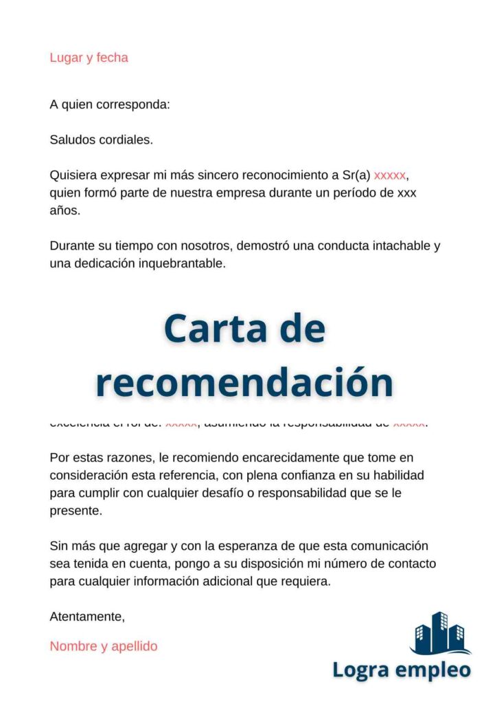 Carta De Recomendación Laboral En Word Y Pdf【2024】 1239