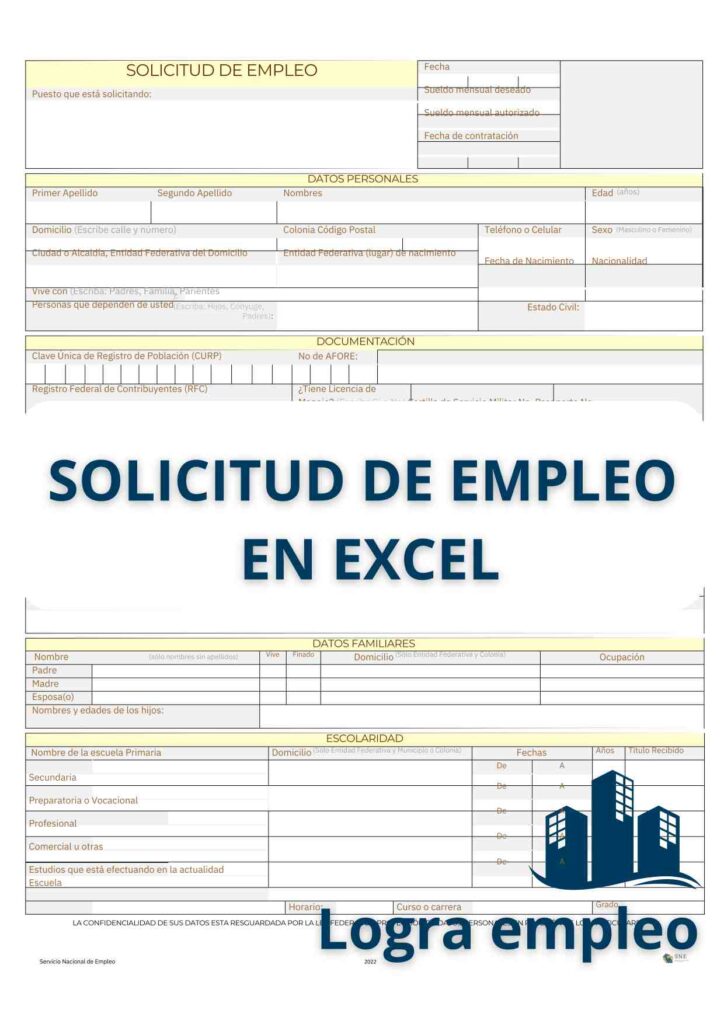 Solicitud de empleo en Excel