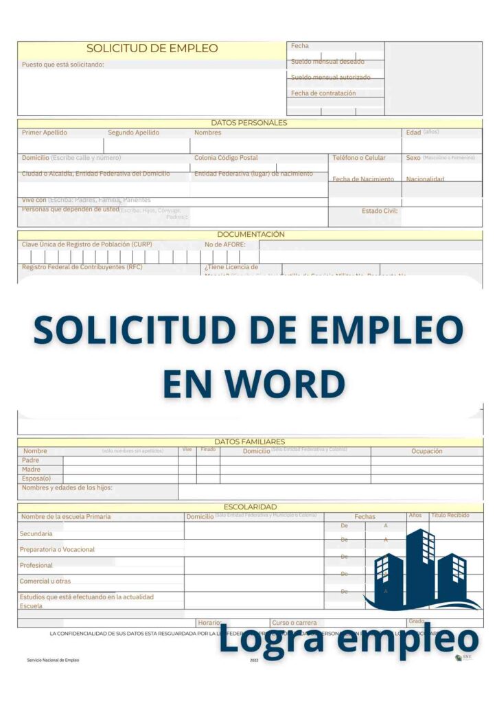 Solicitud de empleo en word